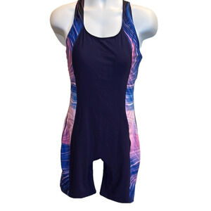 Purple and Blue One Piece Competitive Swimwear